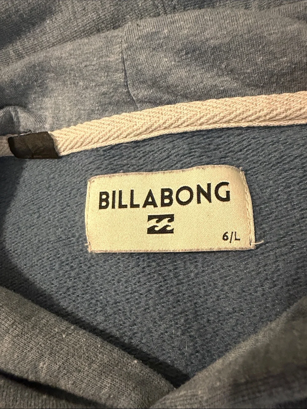 Billabong Light Blue Kids Hoodie with Front Pocket - Casual Pullover Size 6